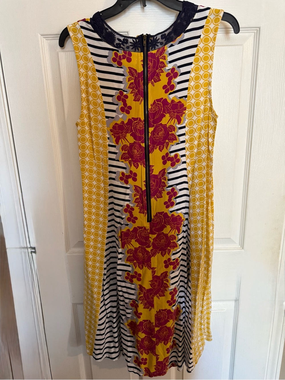 Matilda Jane mustard yellow "Golden Key" mixed-print swing dress. - Picture 2 of 10